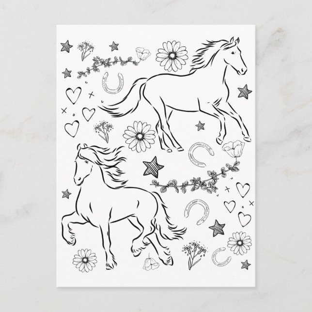 Pferd Doodle - Mal mich an Postkarte (Vorderseite)