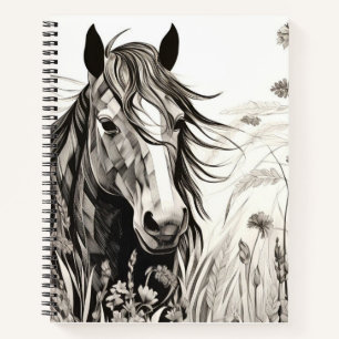 Pferd Friedliche Natur Prairie Sketch Zeichnend St Notizbuch