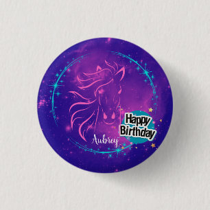 Pferd Galaxy Alles Gute zum Geburtstag Personalisi Button