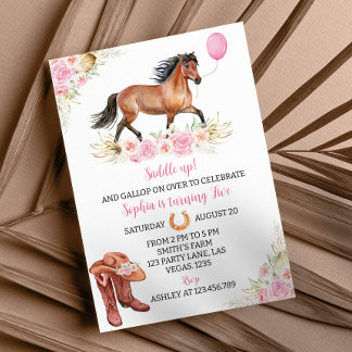 Pferd Geburtstag Einladung Cowgirl