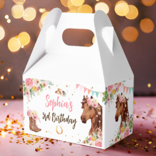 Pferd Geburtstag Girl Cowgirl Pink Floral Party Geschenkschachtel