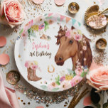 Pferd Geburtstag Girl Cowgirl Pink Floral Party Pappteller<br><div class="desc">Eine wunderbare Ergänzung zu Ihrem Party,  diese eleganten Party Papier Teller mit einem Pferd,  Cowgirl Thema.</div>