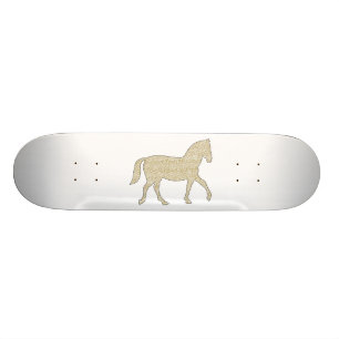 Pferd - geometrisches Muster - Beige und Weiß Skateboard