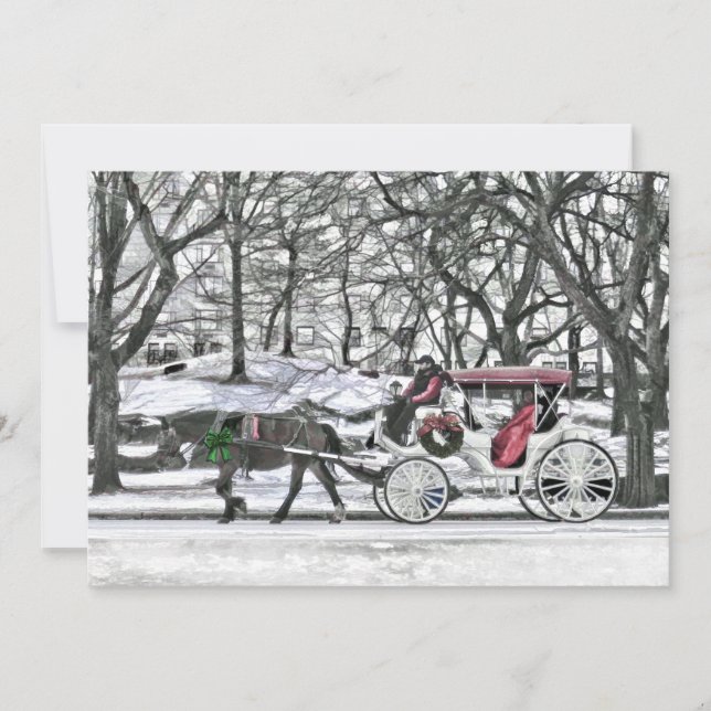 Pferd Gezeichnet Beförderung in New York City Einl Einladung (Vorderseite)