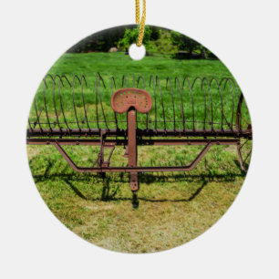 Pferd Gezeichnet Hay Rake Keramik Ornament
