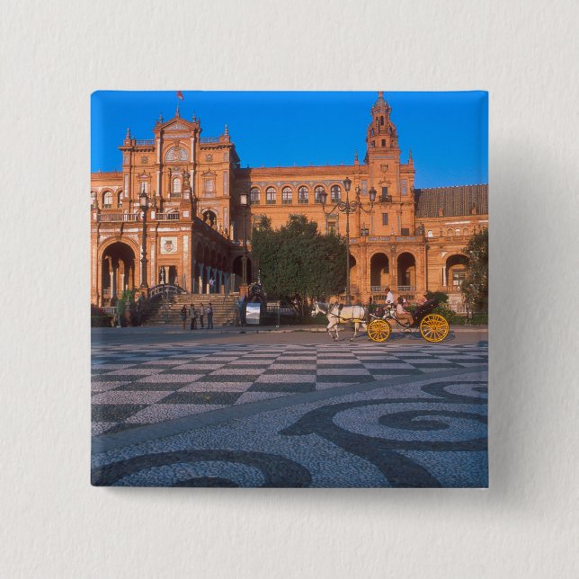 Pferd gezeichnet Kutsche auf der Plaza de Espana i Button (Vorderseite)