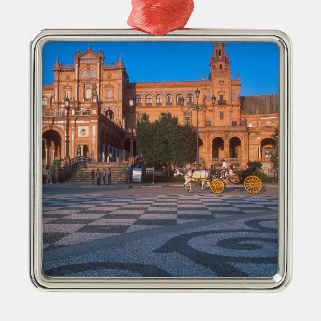 Pferd gezeichnet Kutsche auf der Plaza de Espana i Ornament Aus Metall (Vorne)