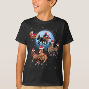 Pferd Gezeichnet Schlitten Reiten T-Shirt