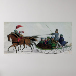 Pferd Gezeichnet Sleigh Poster