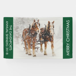 Pferd Gezeichnet Sleigh Weihnachtslandschaft Banner