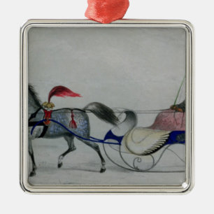 Pferd gezeichneter Sleigh Ornament Aus Metall