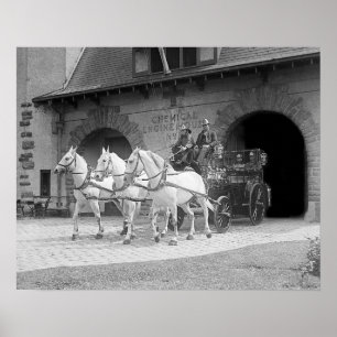 Pferd-Gezeichnetes Feuer Engine, 1922. Vintages Poster