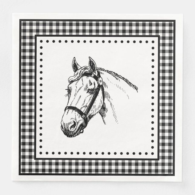 Pferd Gingham Serviette (Vorderseite)