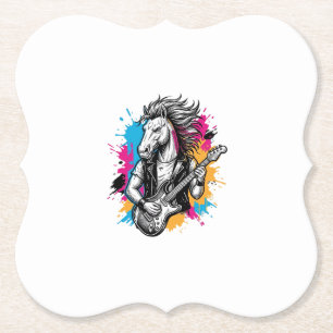 Pferd Gitarre Spieler Vintage Gravur T-Shirt Desi Untersetzer