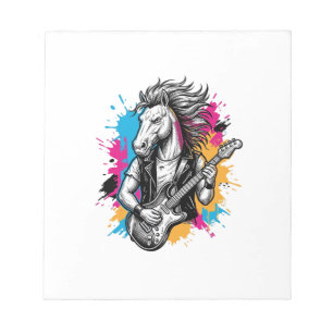 Pferd Gitarre Spieler Vintage-Stich T-Shirt Desi Notizblock
