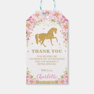 Pferd Gold Pink Floral Geburtstag Gnade Vielen Dan Geschenkanhänger