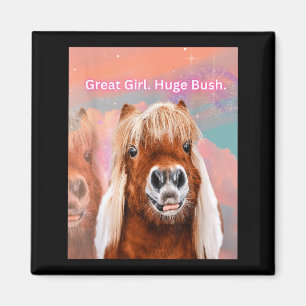 Pferd Großes Mädchen Riesiger Busch Magnet