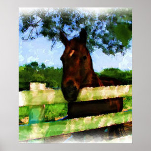 Pferd Hallo Aquarell Poster