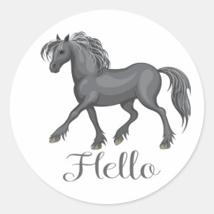 Pferd Hallo Pferde Pony Ponys Reitsport Lächeln Runder Aufkleber