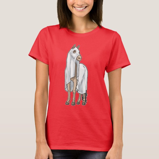 Pferd Halloween Ghost T-Shirt (Vorderseite)
