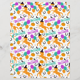 Pferd Halloween Scrapbook Paper in White