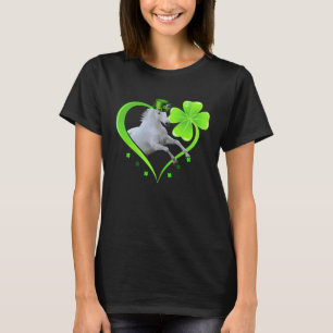 Pferd Herz & Blatt Irischer St. Patrick Tag Pferd T-Shirt