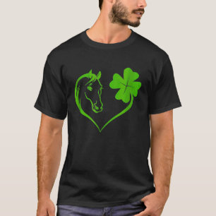 Pferd Herz & Blatt Irischer St. Patrick Tag Pferd T-Shirt