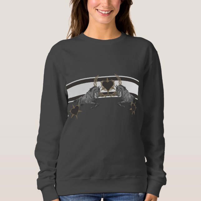 Pferd Herz Laurel Wreath Ährenkranz Sweatshirt (Vorderseite)