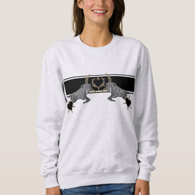 Pferd Herz Laurel Wreath Ährenkranz Sweatshirt (Vorderseite)