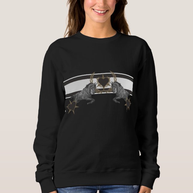Pferd Herz Laurel Wreath Ährenkranz Sweatshirt (Vorderseite)