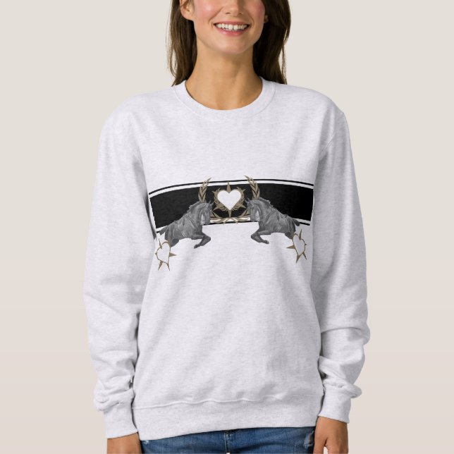 Pferd Herz Laurel Wreath Ährenkranz Sweatshirt (Vorderseite)