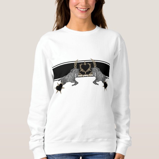Pferd Herz Laurel Wreath Ährenkranz Sweatshirt (Vorderseite)