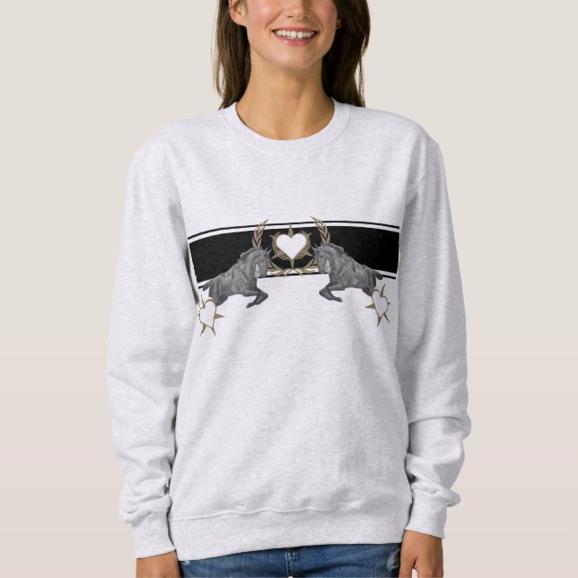 Pferd Herz Laurel Wreath Ährenkranz Sweatshirt (Vorderseite)