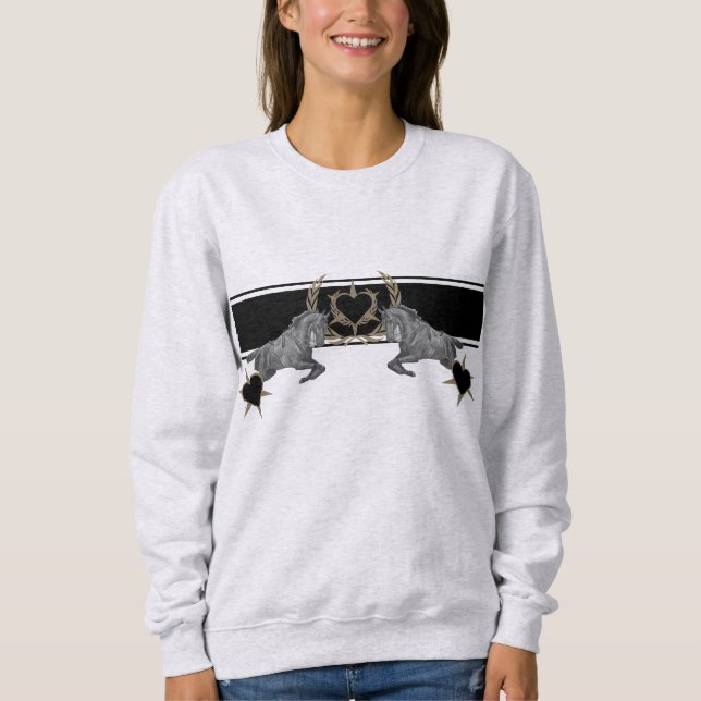 Pferd Herz Laurel Wreath Ährenkranz Sweatshirt (Vorderseite)