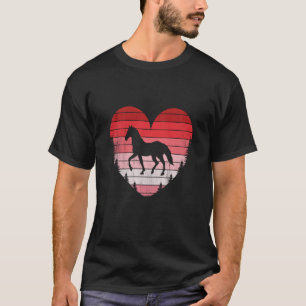 Pferd Herz Liebe Valentinstag Vintage Retro Sonnen T-Shirt