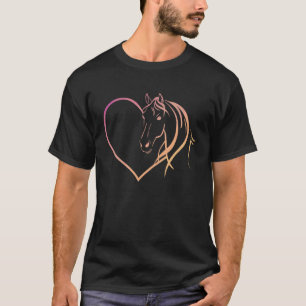 Pferd-Herz-Umriss-Design für Pferdeliebhaber T-Shirt
