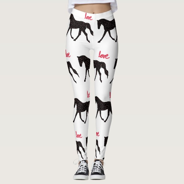 Pferd, Herzen und Liebe Leggings (Vorderseite)