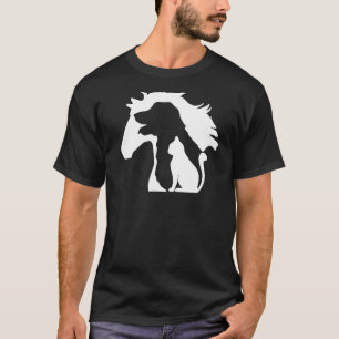 Pferd Hund & Katze Minimalistischer Abstrakter Sil T-Shirt