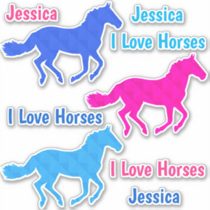 Pferd "I Liebe Horses" Individuelle Name Vinyl Sti Aufkleber