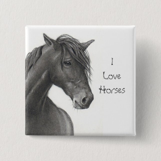 PFERD IM BLEISTIFT: REALISMUS: PFERDEliebhaber Button (Vorderseite)