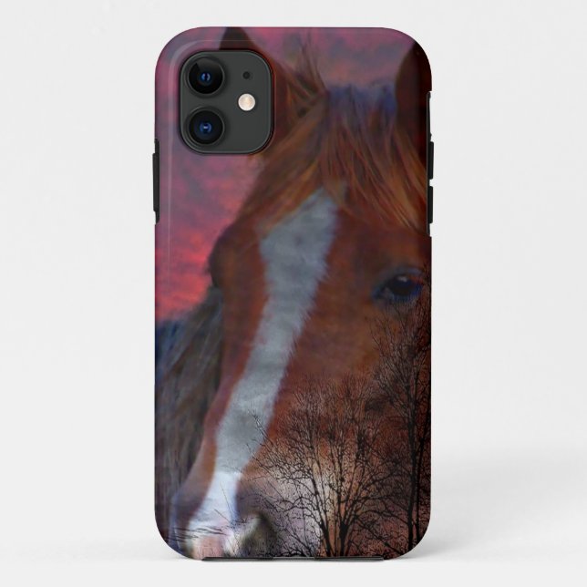 Pferd im Falle eines Sonnenuntergangs Case-Mate iPhone Hülle (Rückseite)
