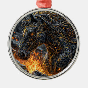 Pferd im Feuer Ornament Aus Metall