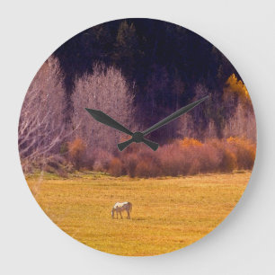 Pferd im Herbst I Große Wanduhr