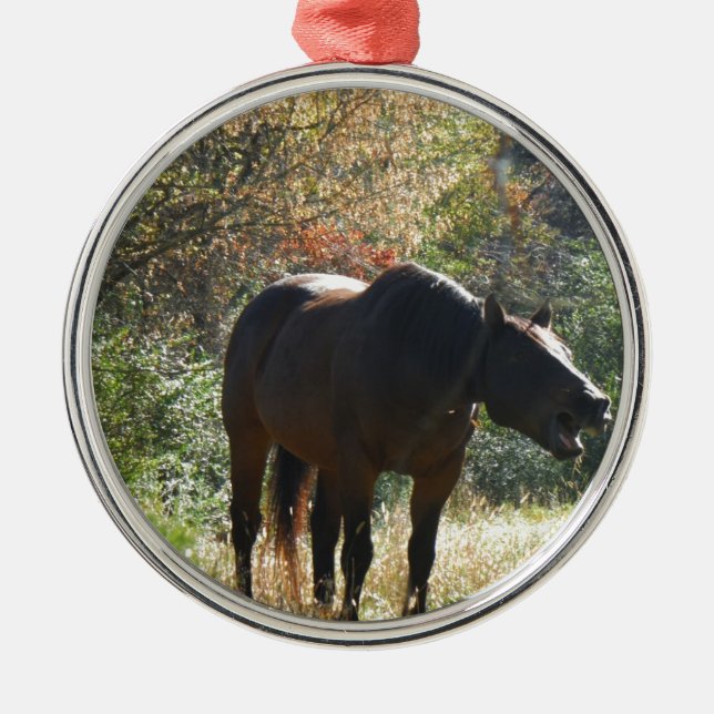 Pferd im Herbst Ornament Aus Metall (Vorne)