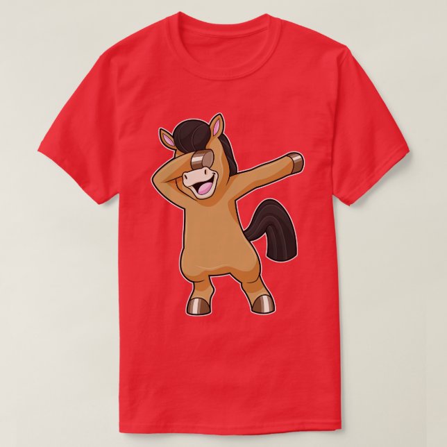 Pferd im Hip Hop Dance Dab T-Shirt (Design vorne)