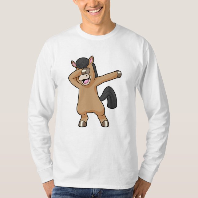 Pferd im Hip Hop Dance Dab T-Shirt (Vorderseite)