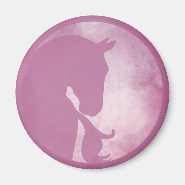 Pferd im Kreis - rosa Magnet (Vorne)