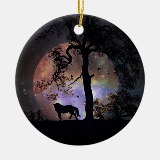 Pferd im Mond Weihnachtsschmuck (Vorne)
