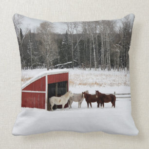 Pferd im Schnee-Kissen Kissen