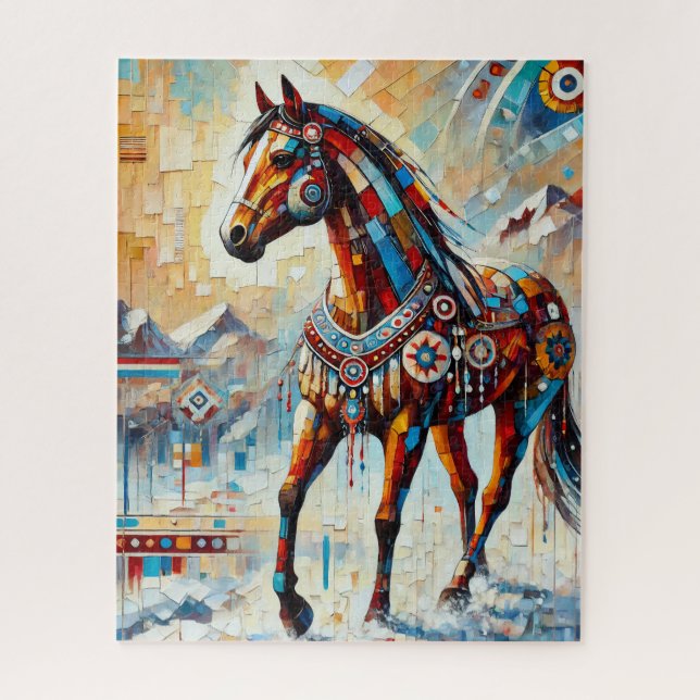 Pferd im Snow 500 Piece Puzzle (Vertikal)